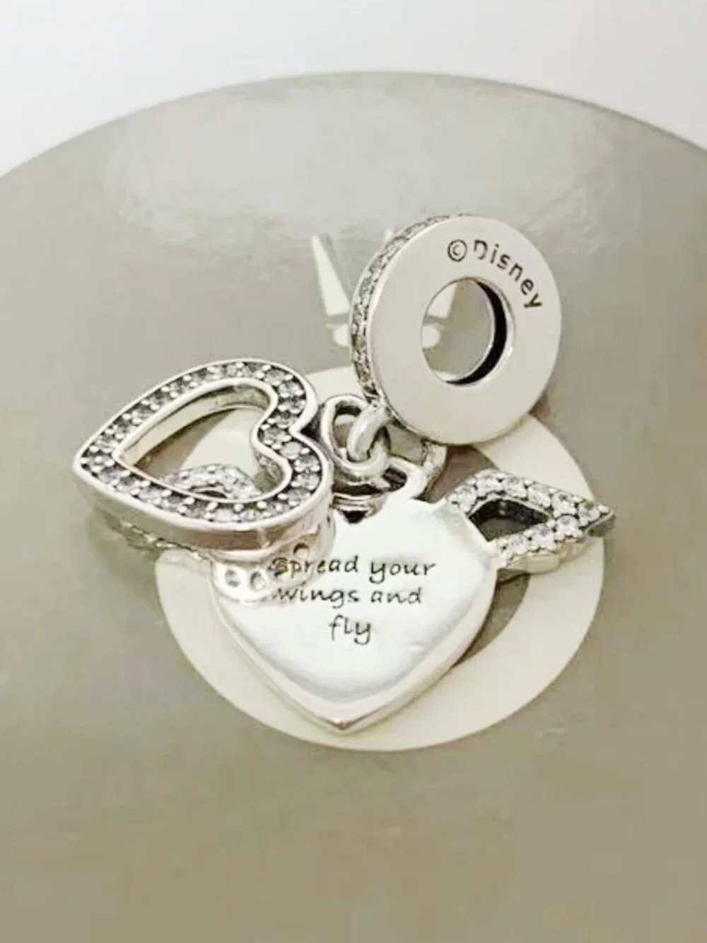 Pandora Heart and Angel Wings Dangle Charm